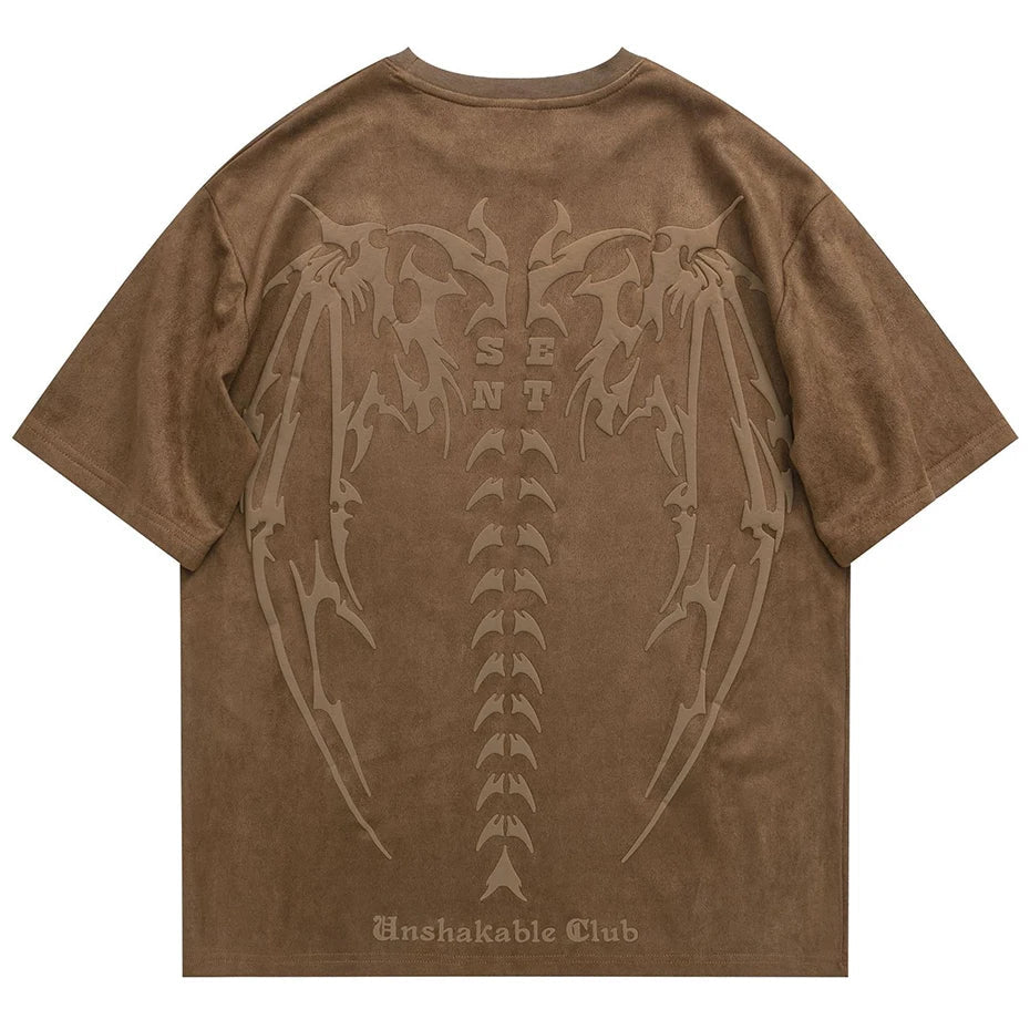 Skeleton Wings Graphic Streetwear Oversized Unisex T-shirt