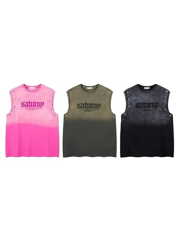 Vintage Gradient Studded Vest for Unisex