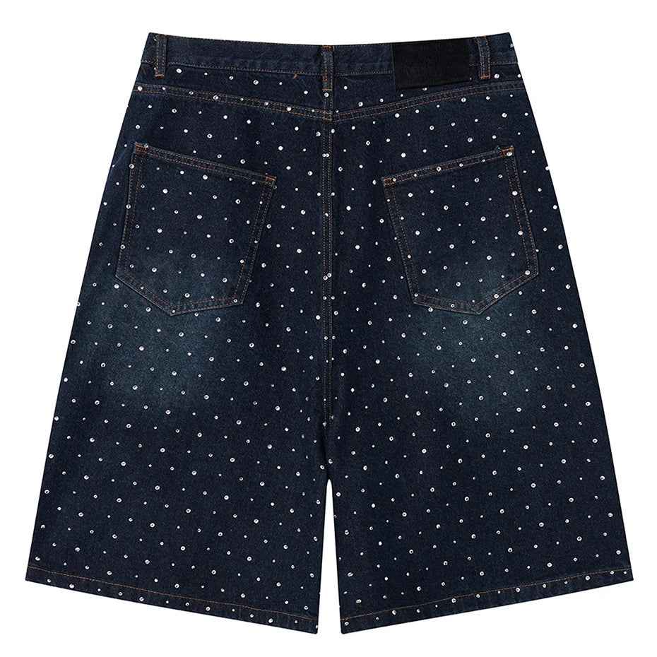 Streetwear Pearl Denim Shorts Unisex