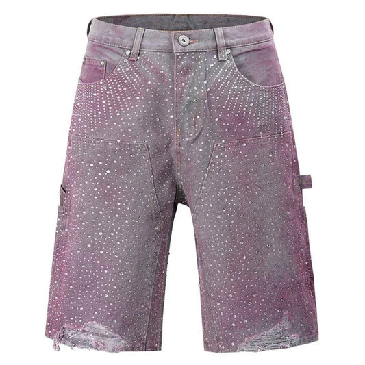 Streetwear Rhinestone Denim Shorts