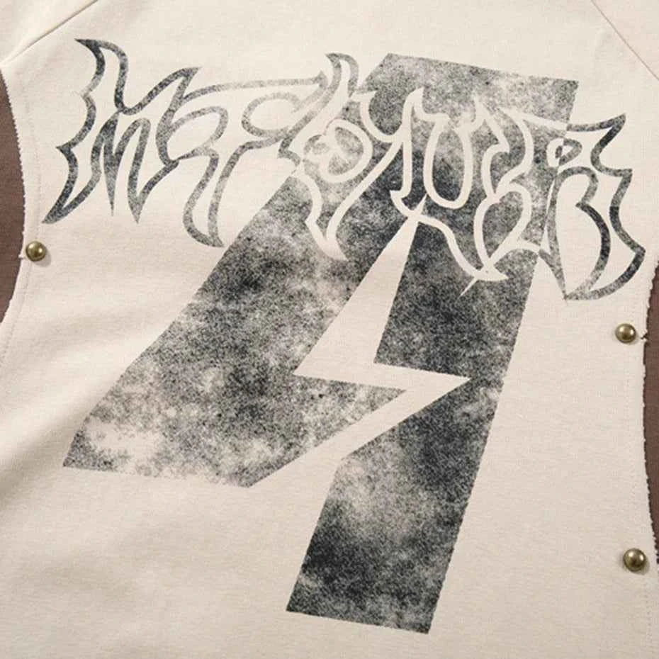 Rivet Patchwork Streetwear Oversized T-Shirts