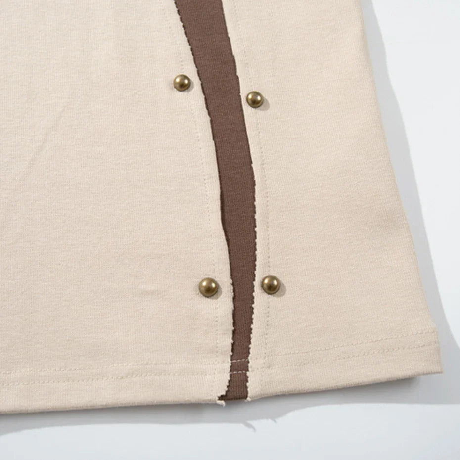Rivet Patchwork Streetwear Oversized T-Shirts