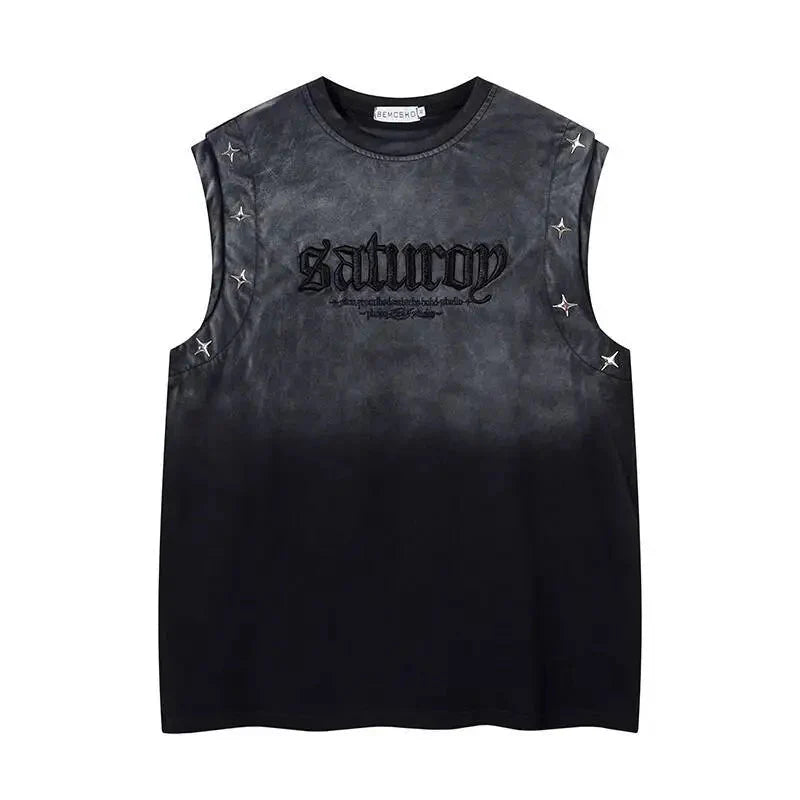 Vintage Gradient Studded Vest for Unisex