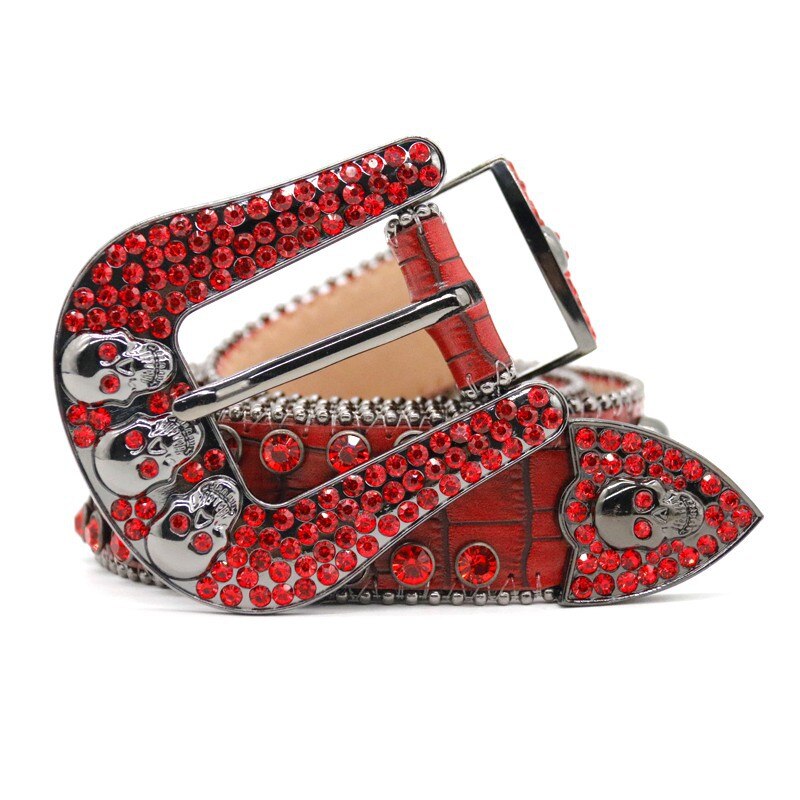 Crimson Skull | Red Rhinestone Belt
