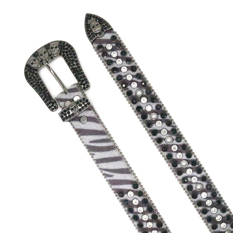 Skull Trio | Rhinestone Zebra Belt