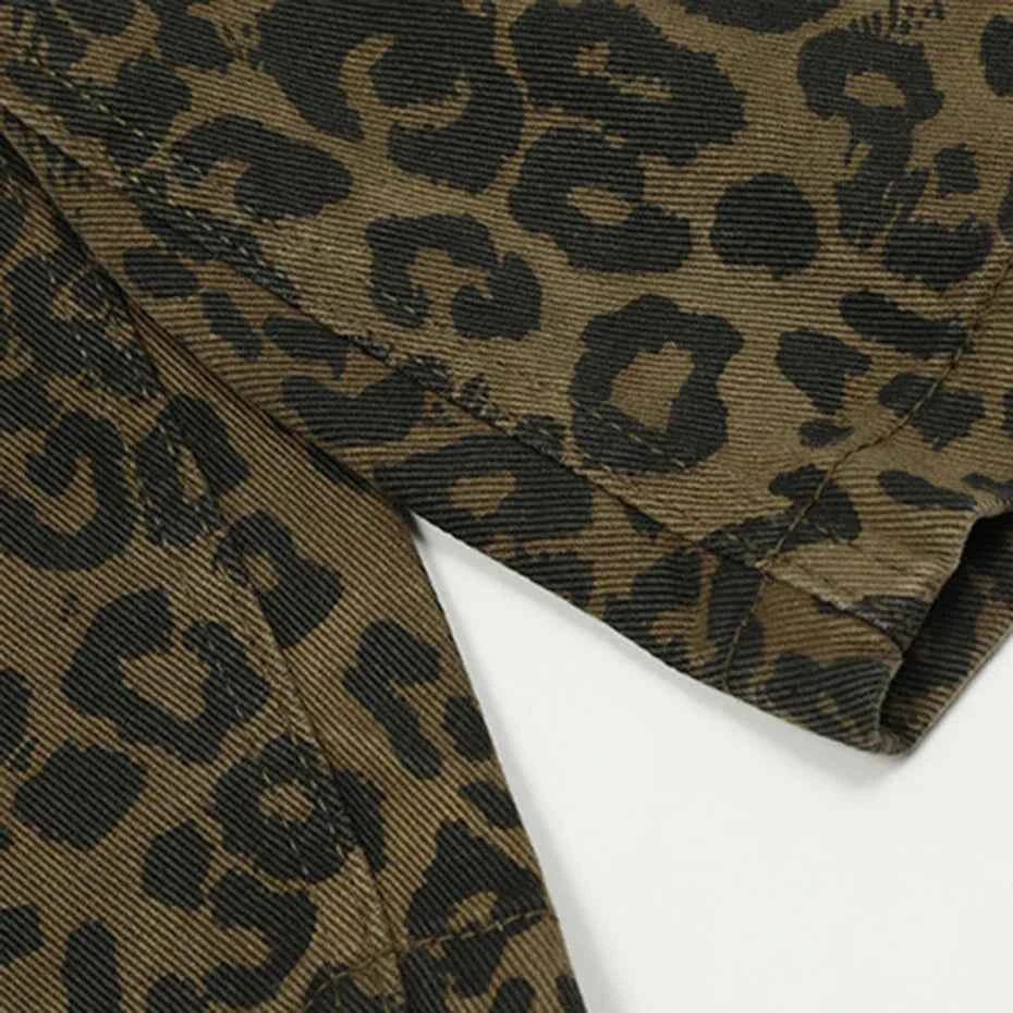 Streetwear Leopard Denim Shorts