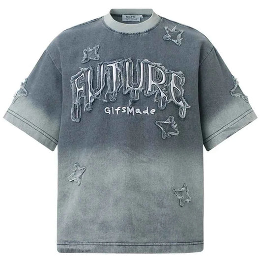 Star Patchwork Streetwear Oversized T-shirts