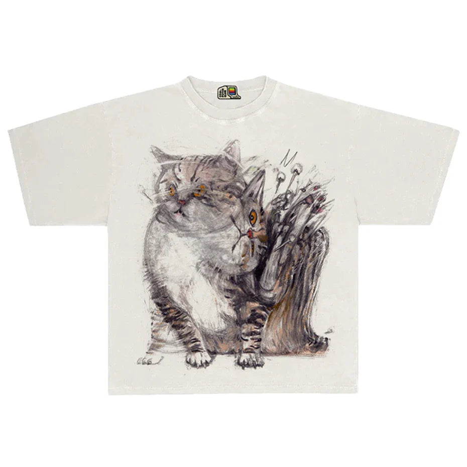 Funny Cats Graphic Oversized Streetwear Unisex T-shirts