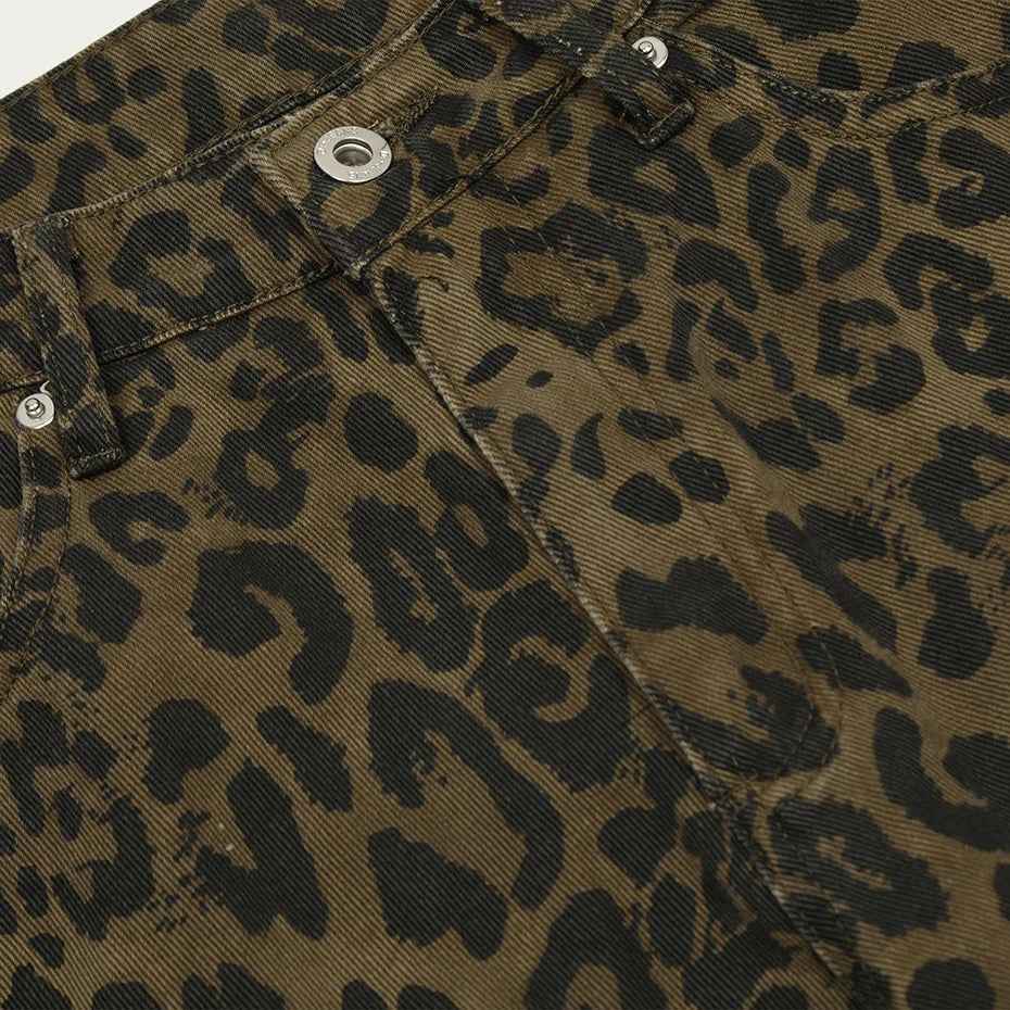 Streetwear Leopard Denim Shorts