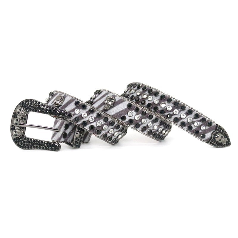 Skull Trio | Rhinestone Zebra Belt