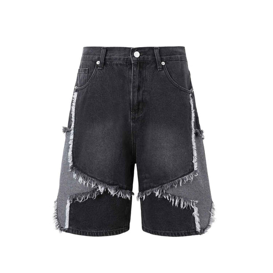 High Street Washed Stars Patchwork Baggy Jeans Shorts