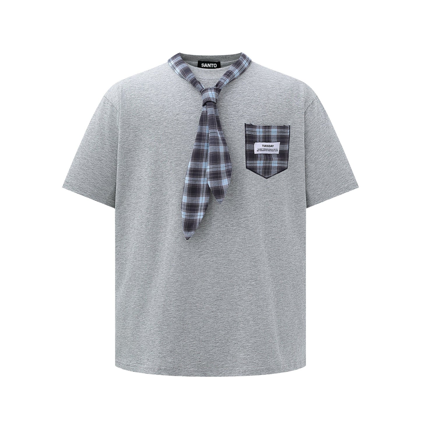 Street Plaid Tie Short Sleeve T-Shirt