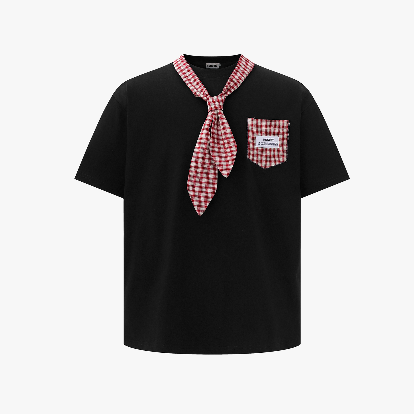 Street Plaid Tie Short Sleeve T-Shirt