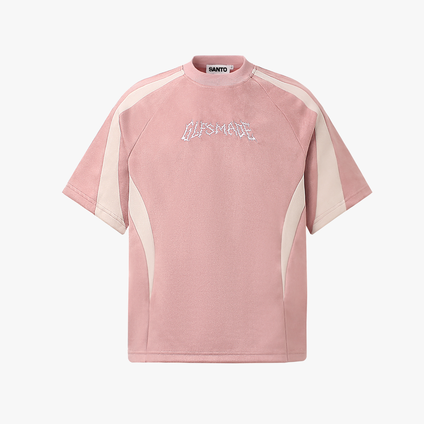Suede Panel Embroidered Logo Short Sleeve T-Shirt