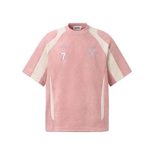 Suede-Touch Embroidered Sport Color-Block T-Shirt