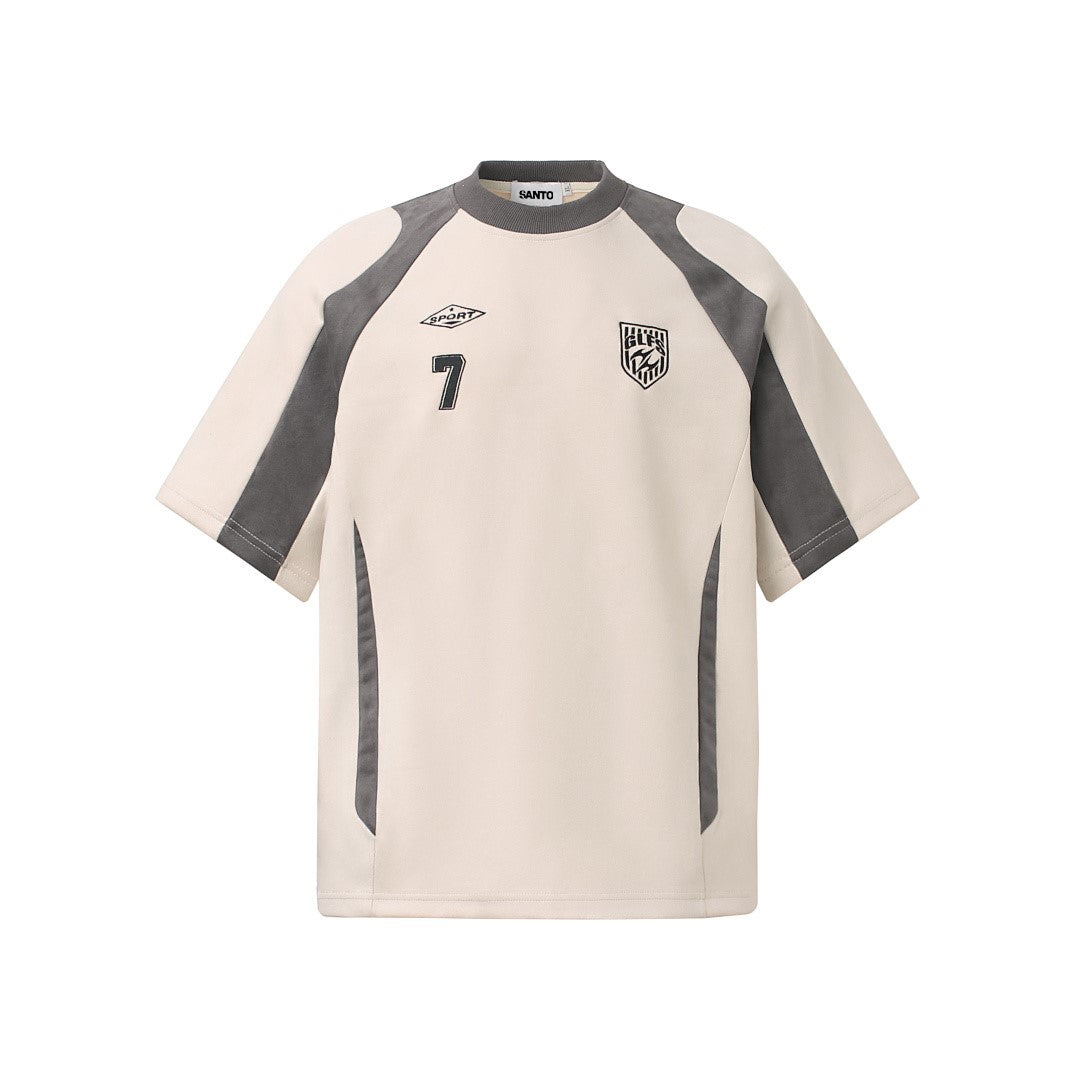 Suede-Touch Embroidered Sport Color-Block T-Shirt
