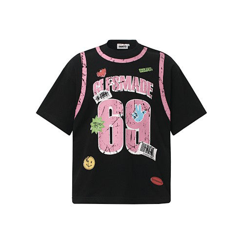 Distressed Number 69 Graphic Print T-Shirt