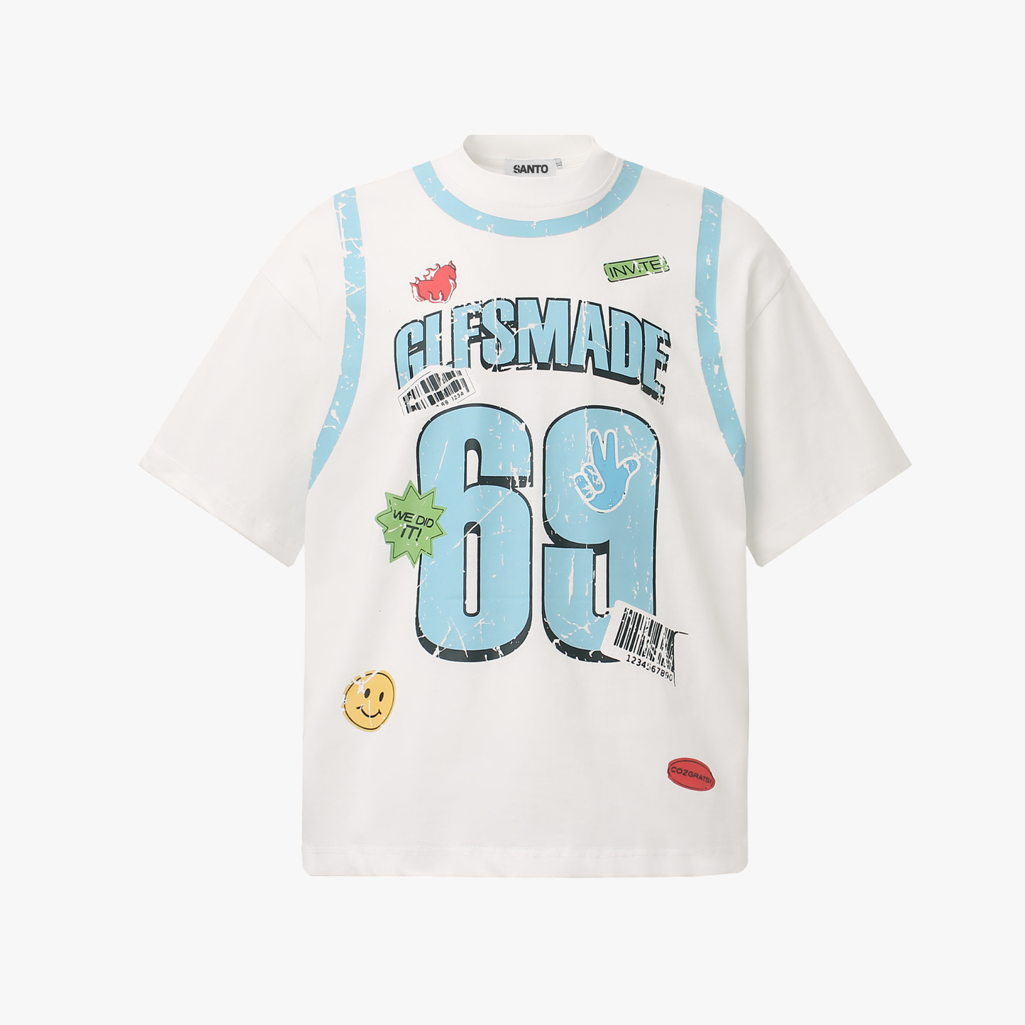 Distressed Number 69 Graphic Print T-Shirt