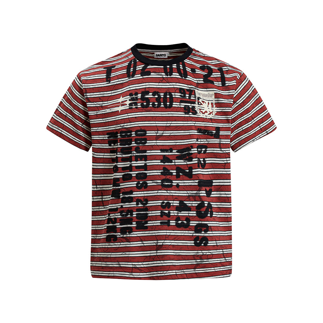 Grunge Striped Distressed Graphic T-Shirt