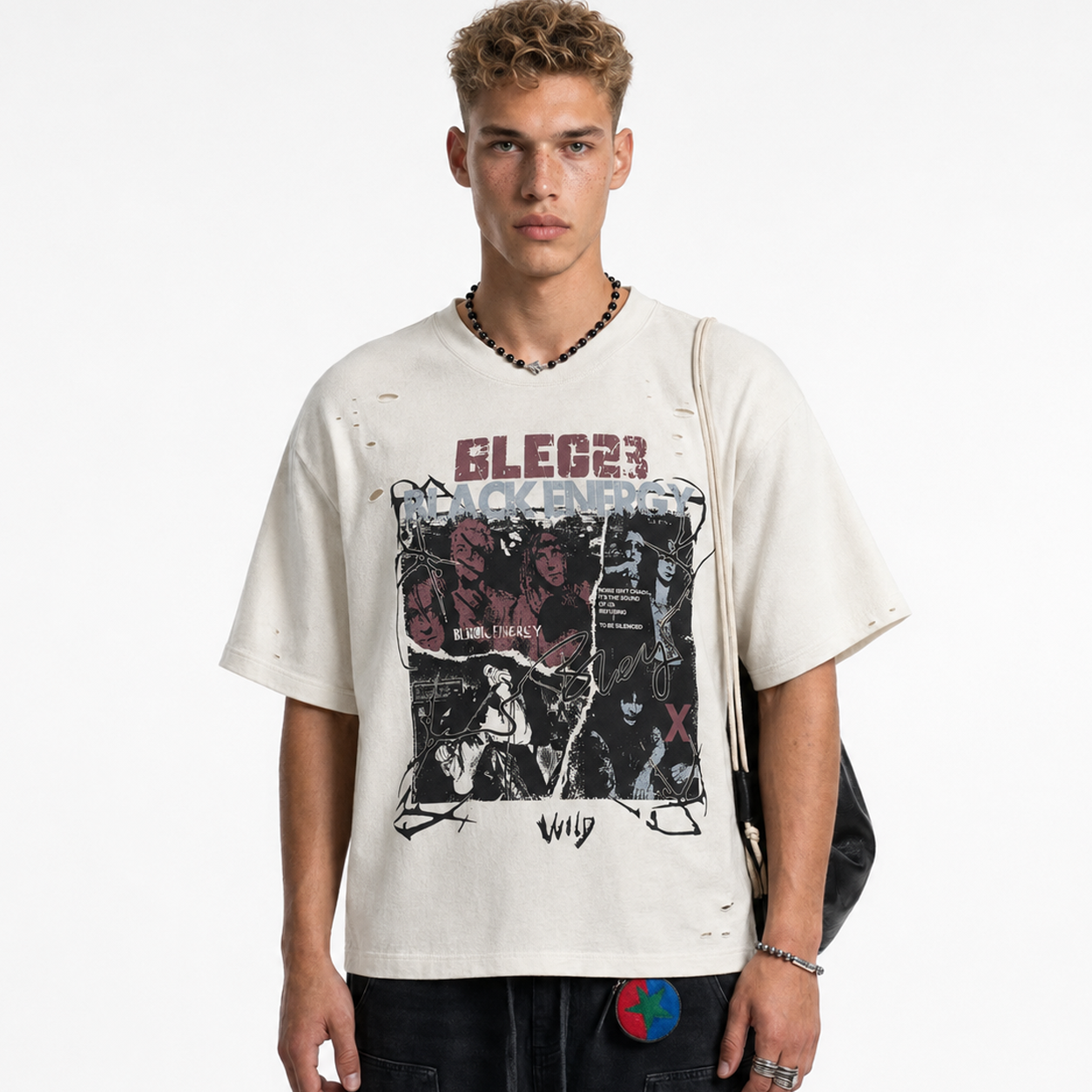 Oversized Distressed Rock Graphic T-Shirt | Vintage Streetwear Style