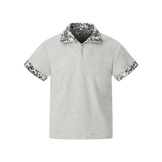 The Arctic Leopard Zip Polo T-Shirt