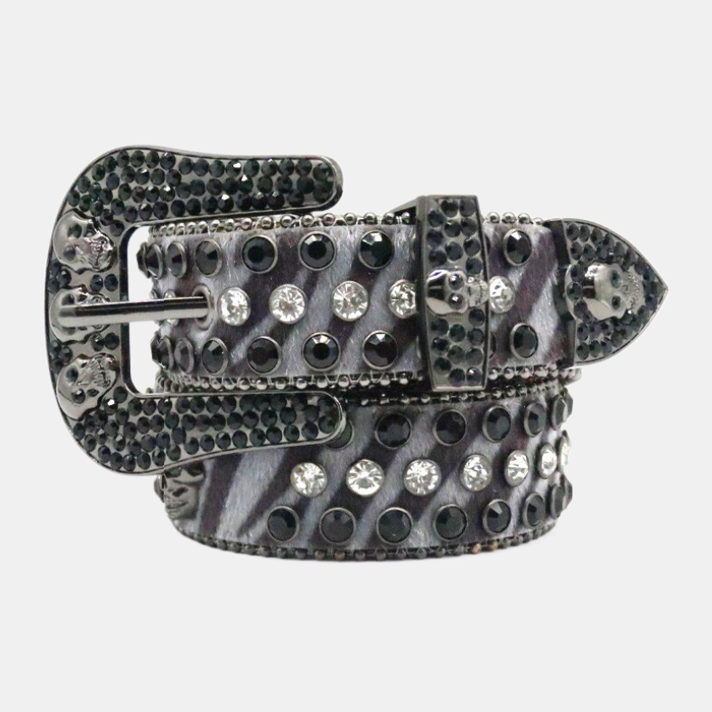 Skull Trio | Rhinestone Zebra Belt