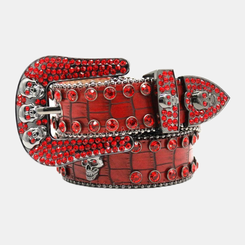 Crimson Skull | Red Rhinestone Belt