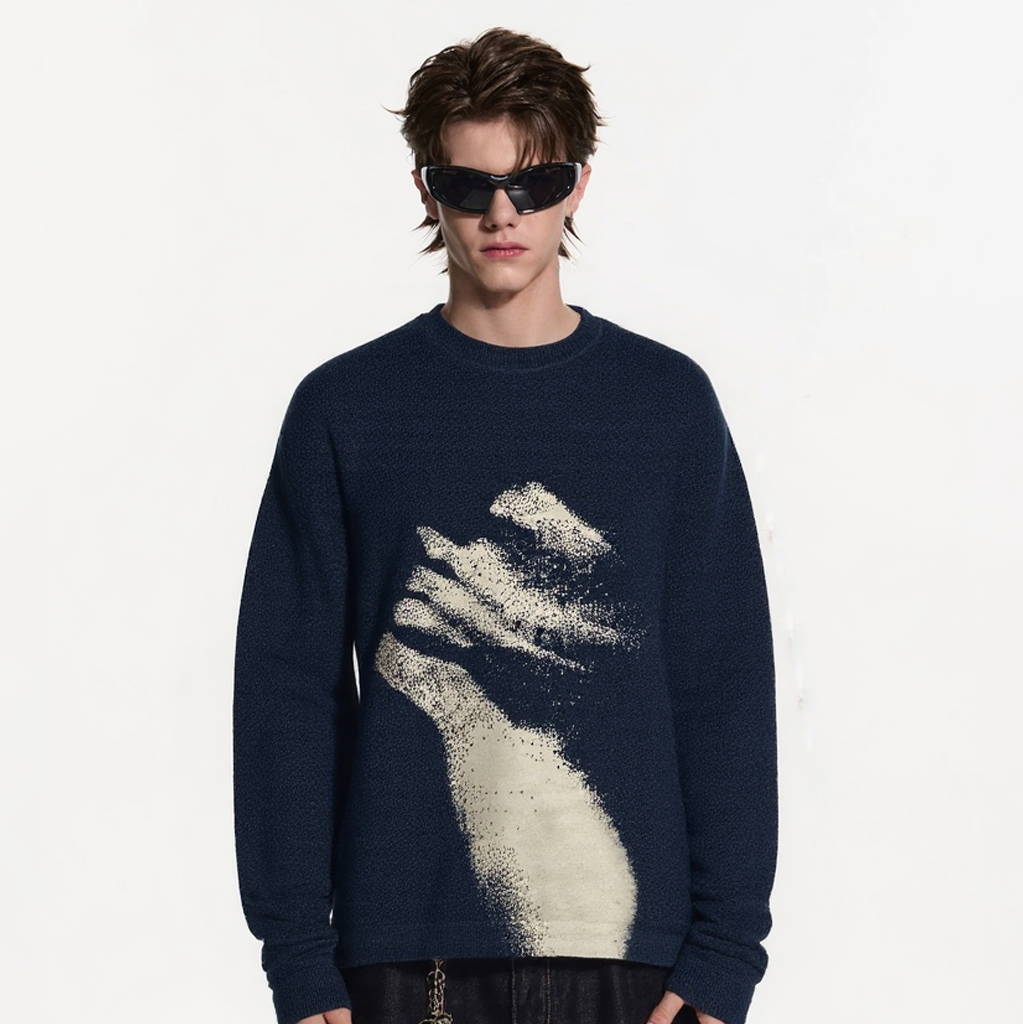Abstract Embrace | Artistic Graphic Knit Sweater - OMYGOODS