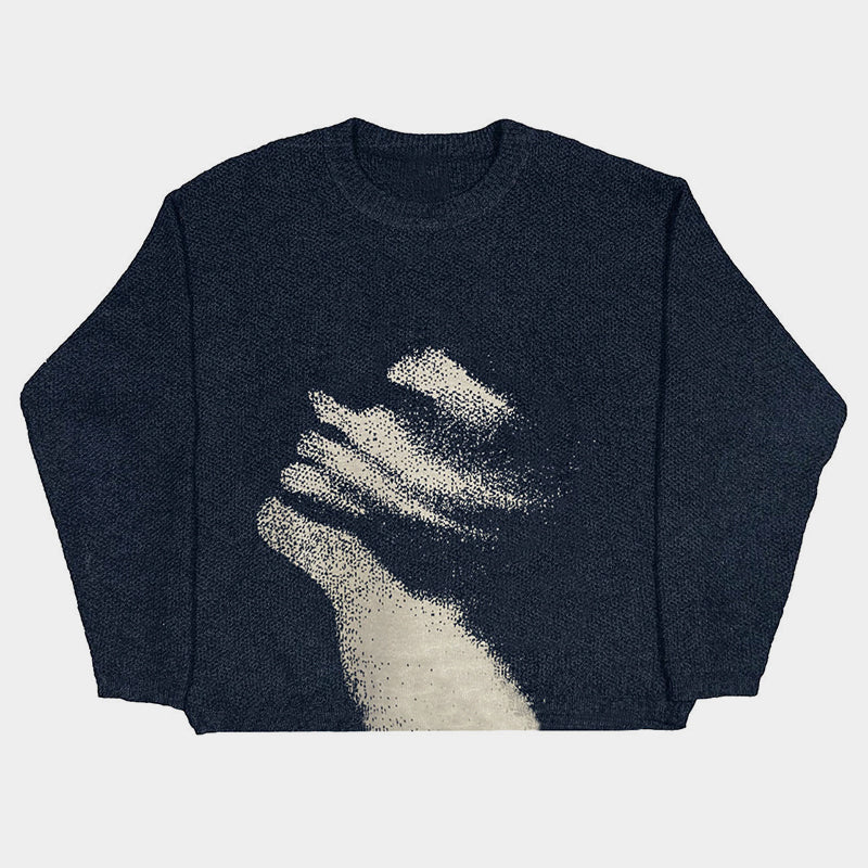 Abstract Embrace | Artistic Graphic Knit Sweater - OMYGOODS