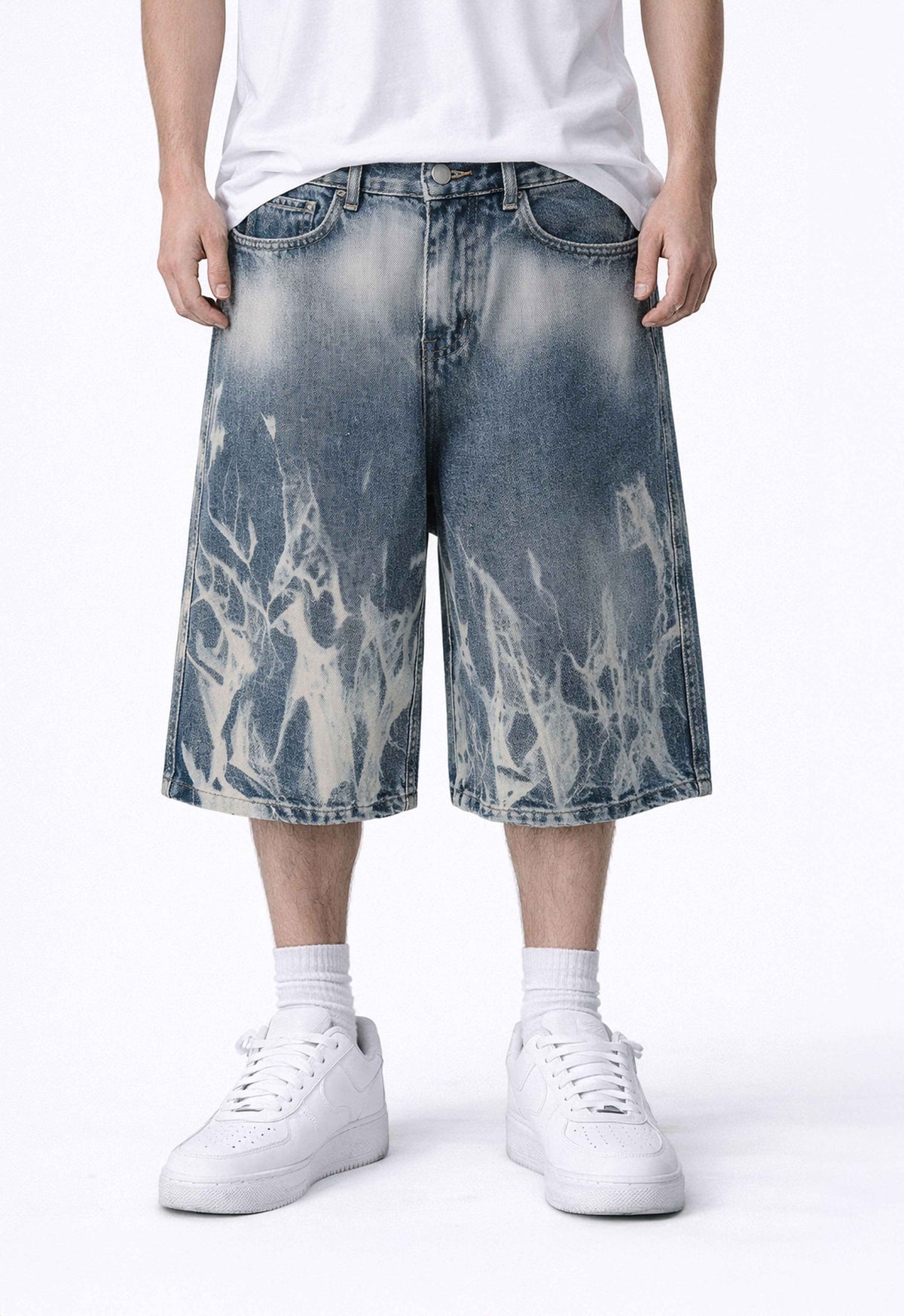 ACID DENIM SHORTS