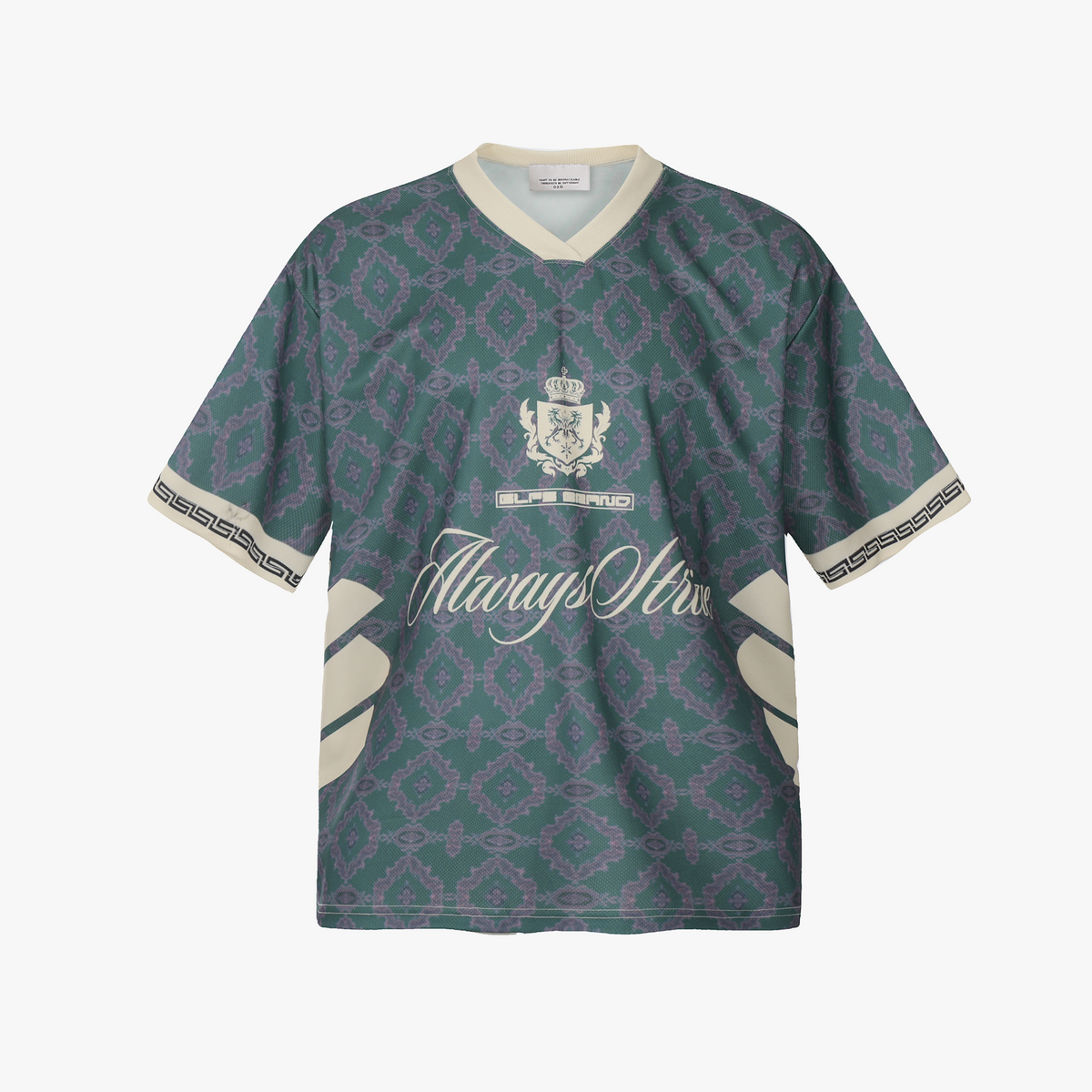 Always Strive Green Patterned Jersey V-Neck T-Shirt - OMYGOODS