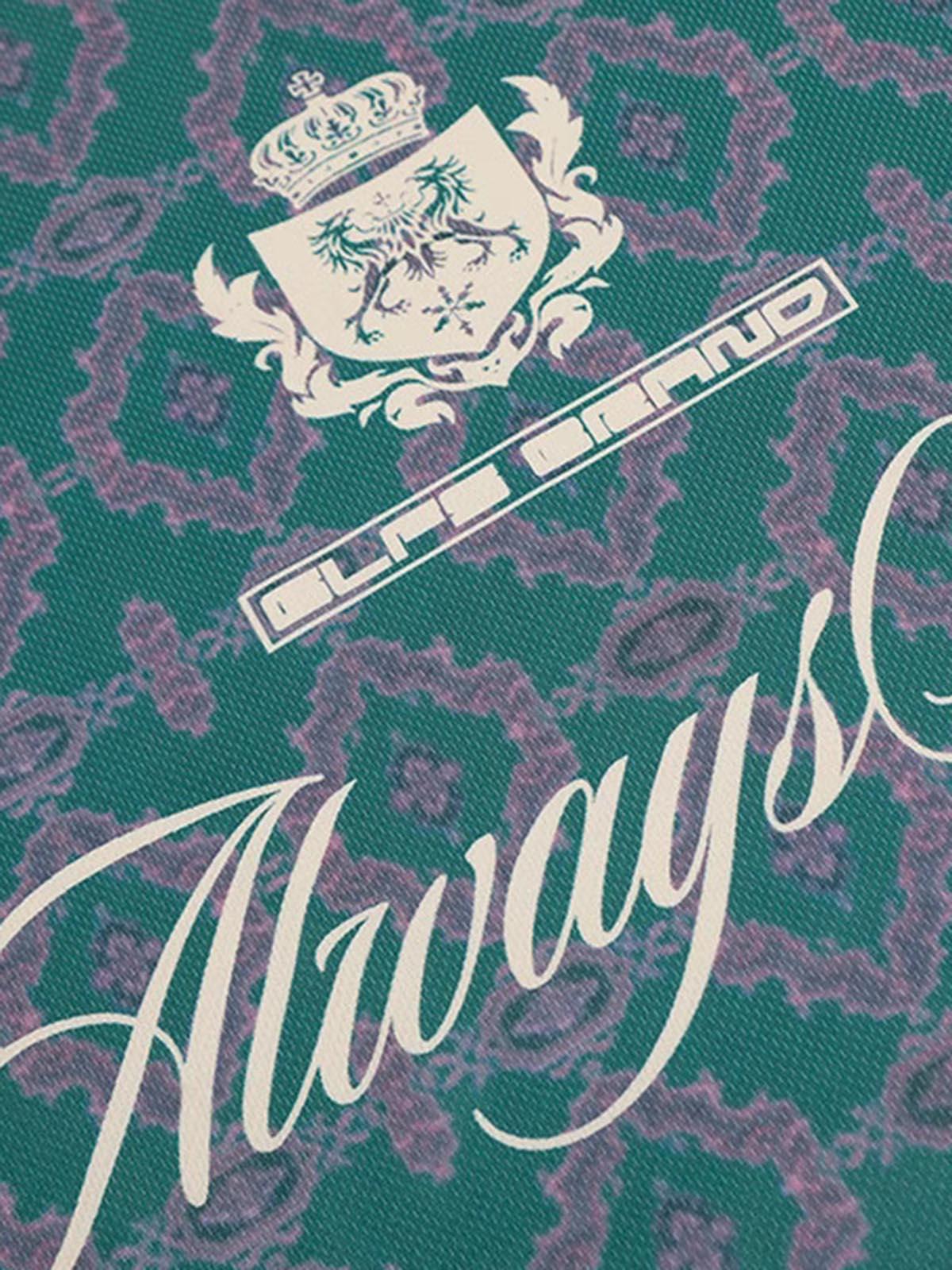 Omygoods Always Strive Green Patterned Jersey V-Neck T-Shirt