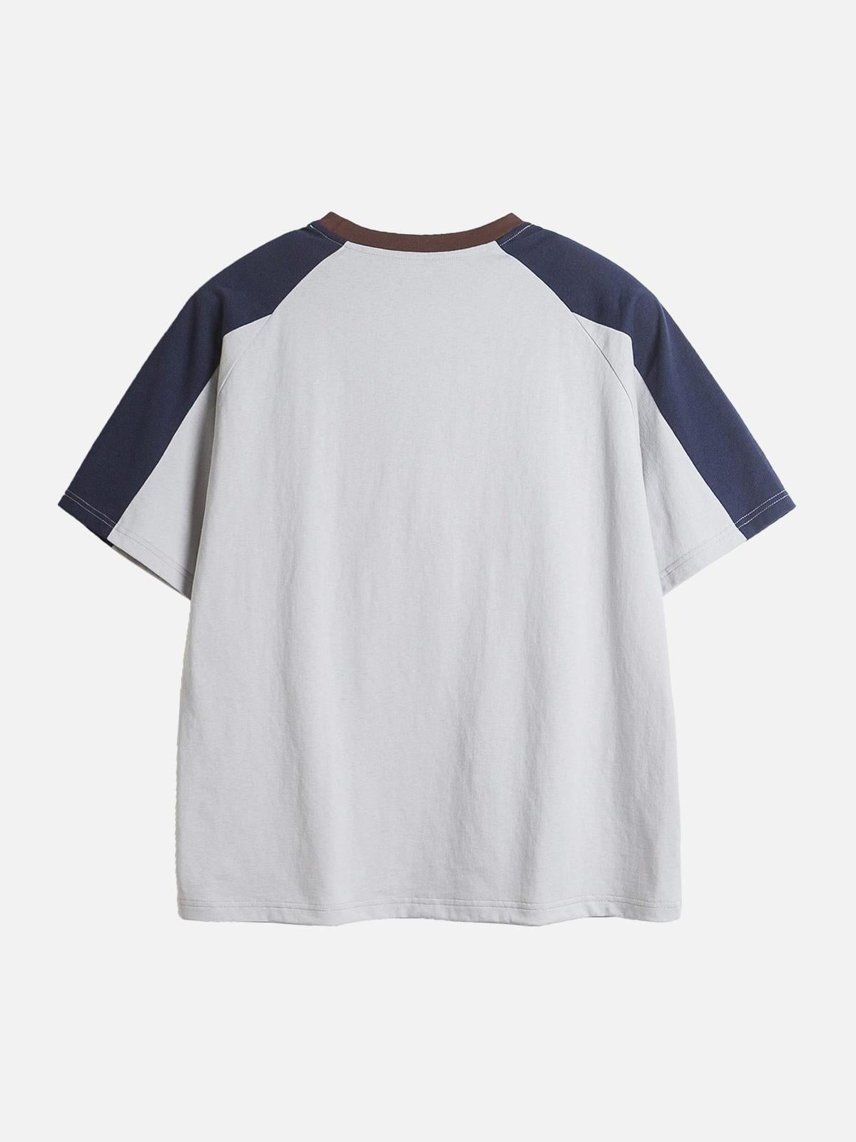 Omygoods American Retro Patchwork Print T-Shirt