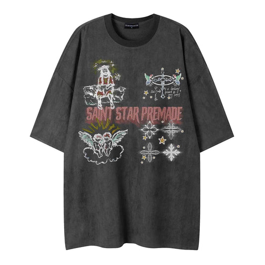 Angel print short sleeved shirt
