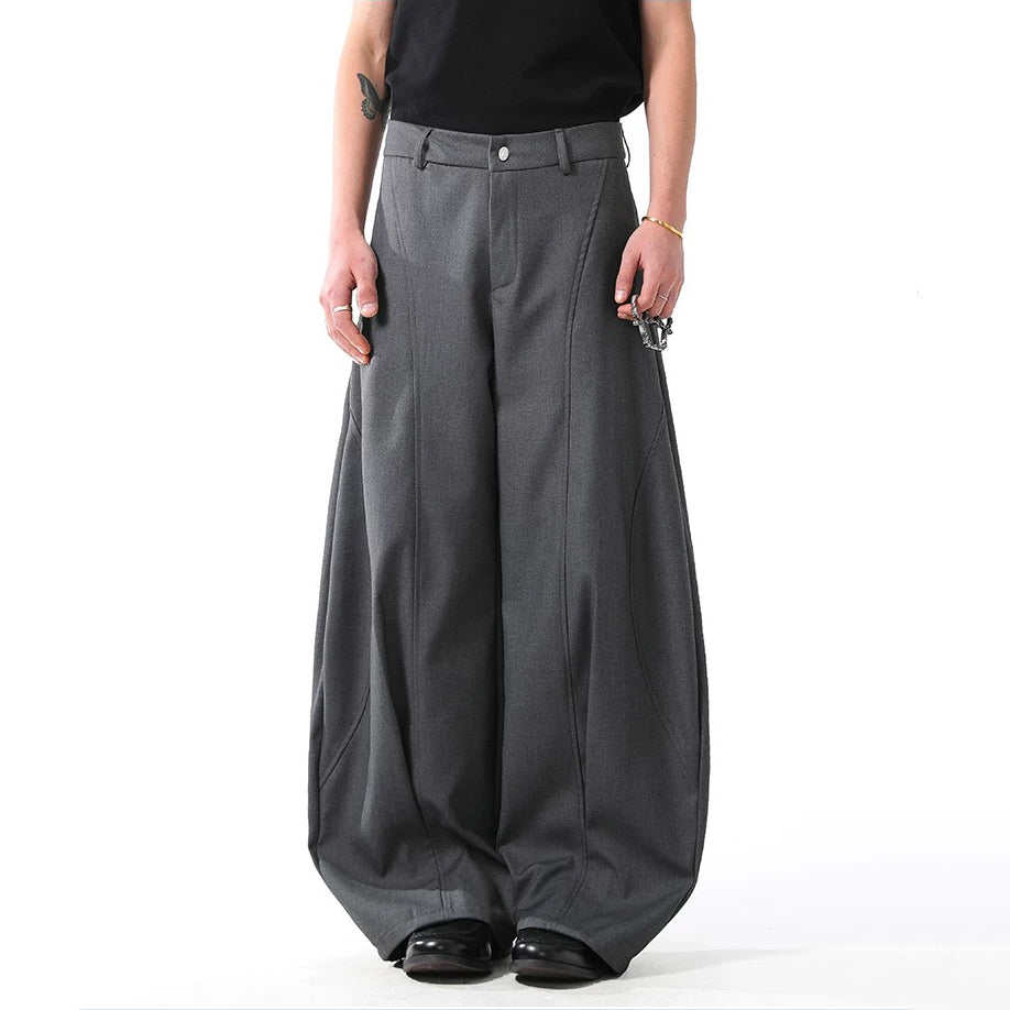 Deconstructed Wide-Leg Baggy Suit Pants - OMYGOODS