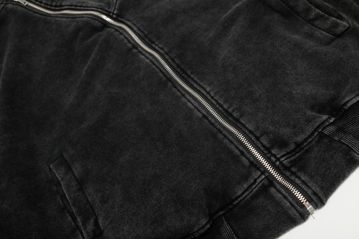 Asymmetry | Washed Zip Up Hoodie - OMYGOODS