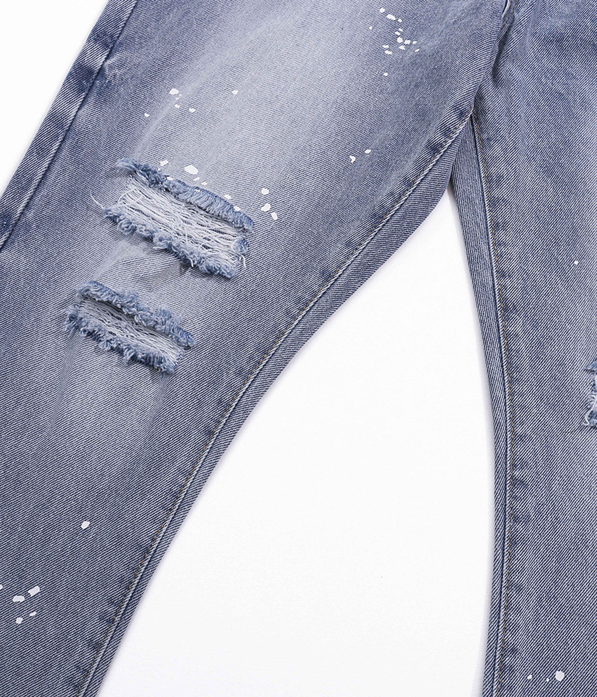 AZUL DISTRESSED SPLIT FLARE DENIM