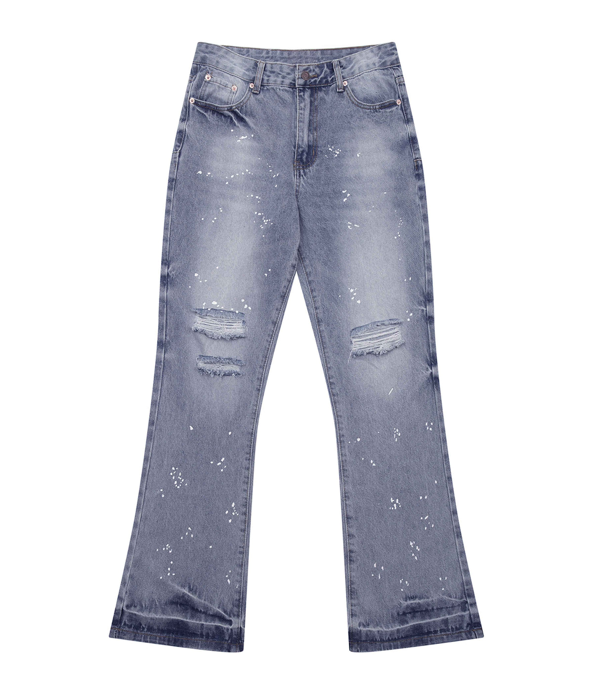 AZUL DISTRESSED SPLIT FLARE DENIM