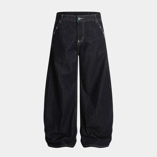 Baggy Barrel | Rivet Raw Jeans - OMYGOODS