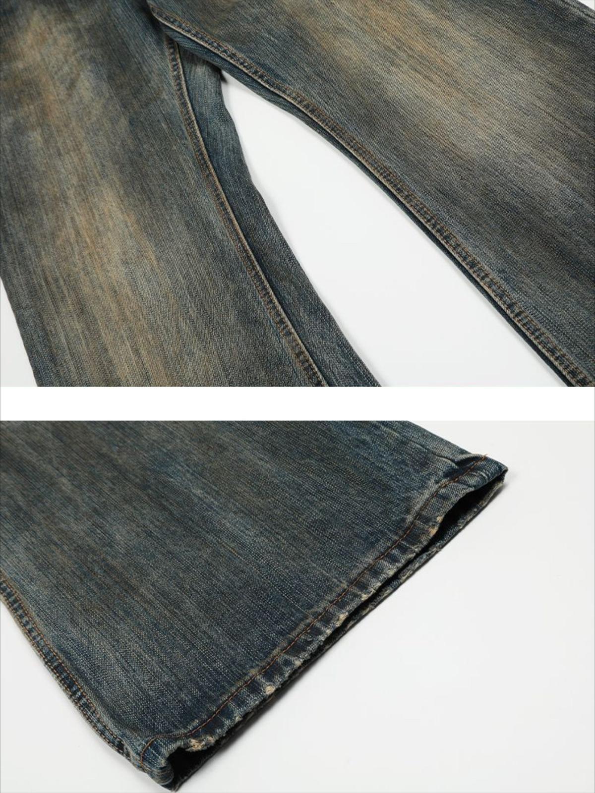 Omygoods Bamboo Texture Flared Jeans