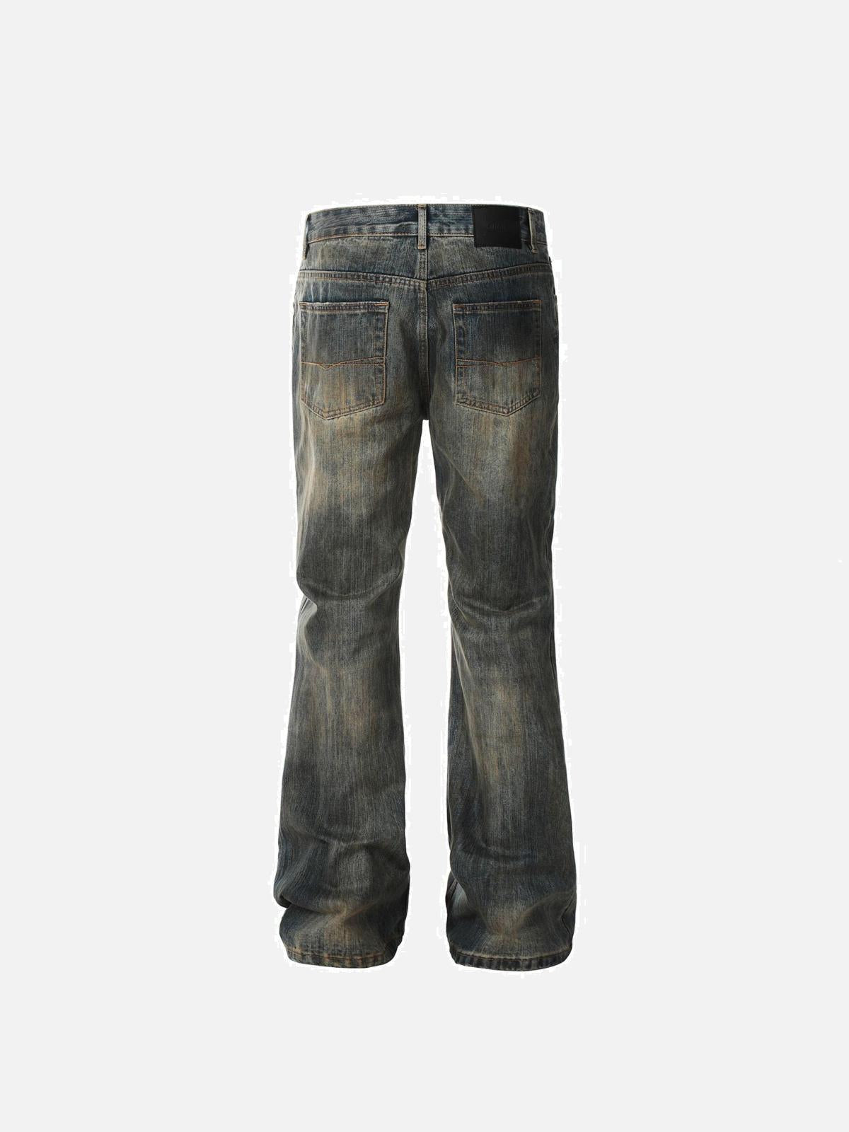 Omygoods Bamboo Texture Flared Jeans