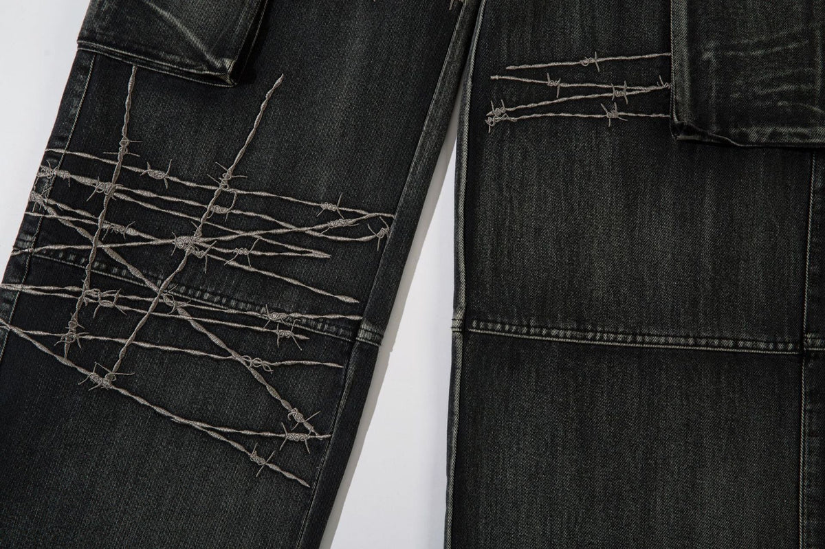 Barbed Wire Print | Baggy Jeans - OMYGOODS