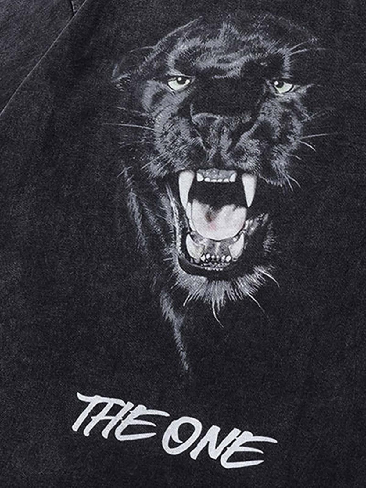 Omygoods Black Panther Print T-Shirt