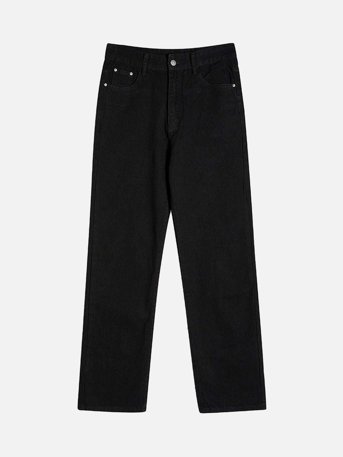 Omygoods Burning Text Embroidered Letters Jeans
