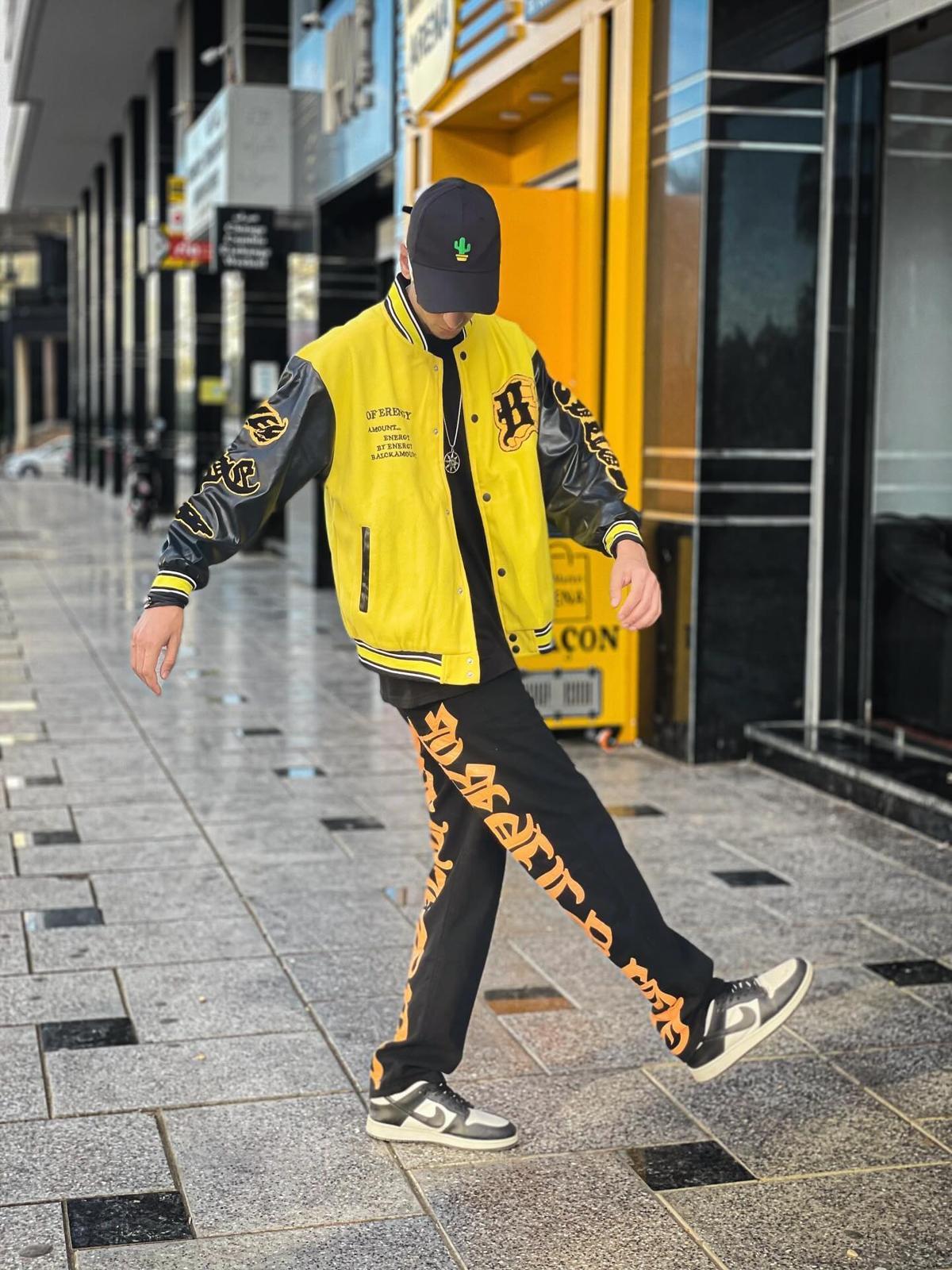 Omygoods Burning Text Embroidered Letters Jeans