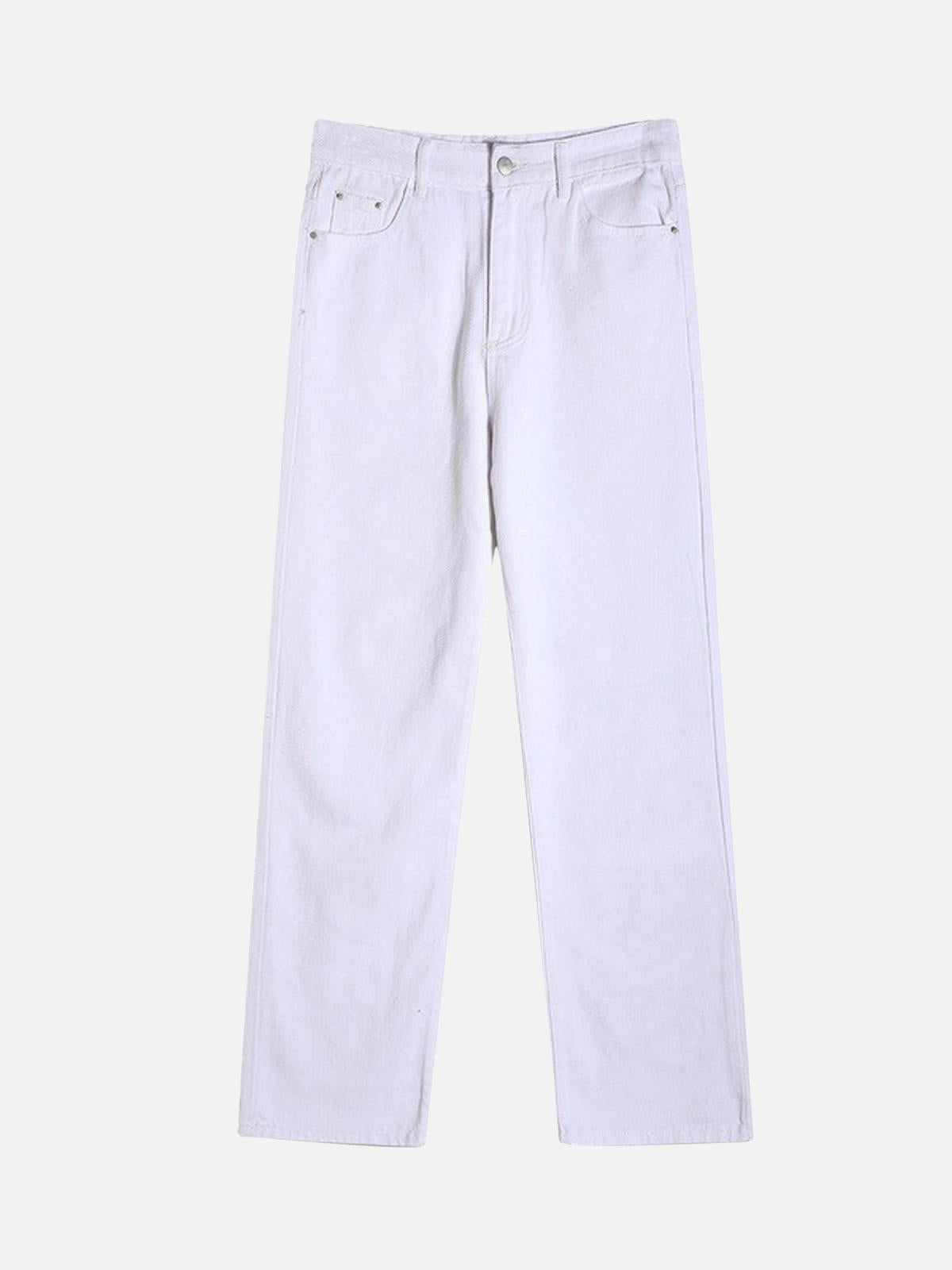 Omygoods Burning Text Embroidered Letters Jeans