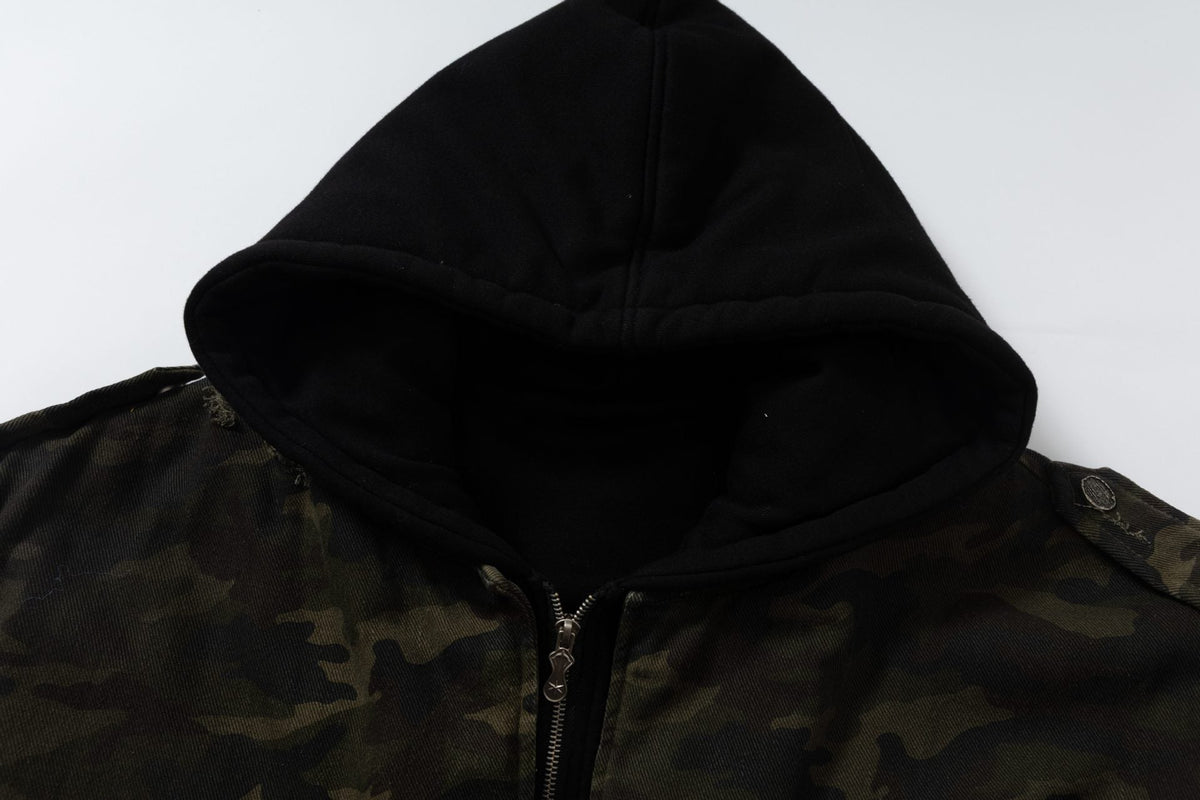 Camo Distressed | Metal Button Coat - OMYGOODS