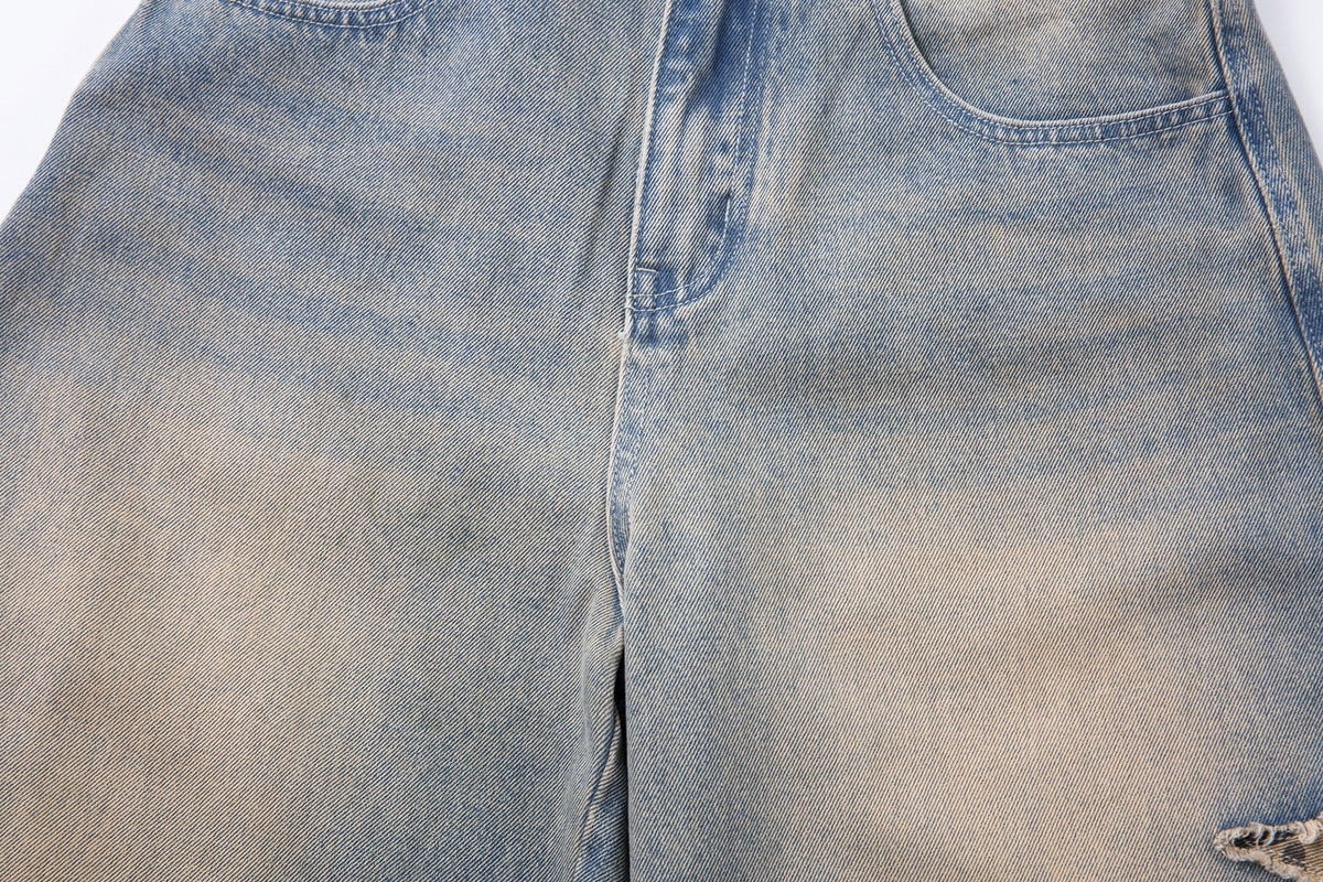 Camo Star Cuffed Denim | Baggy Streetwear Jeans - OMYGOODS