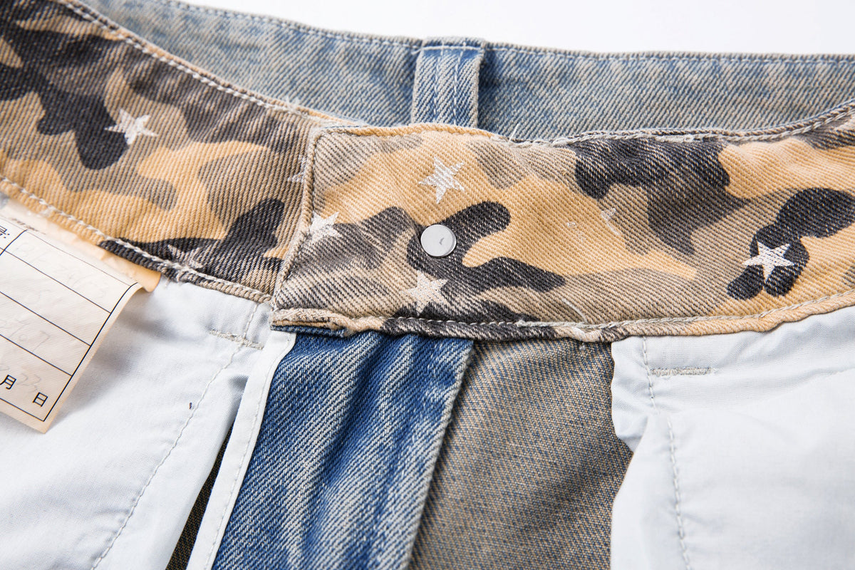 Camo Star Cuffed Denim | Baggy Streetwear Jeans - OMYGOODS