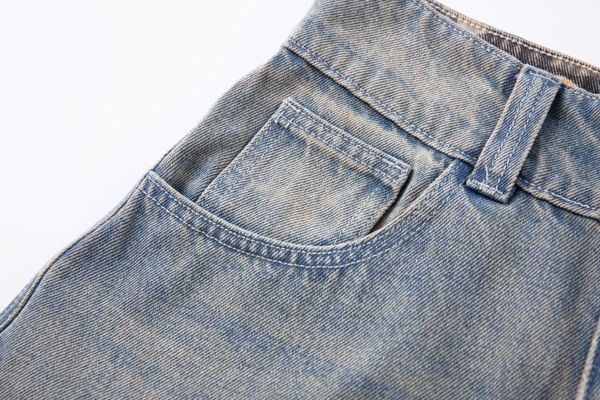 Camo Star Cuffed Denim | Baggy Streetwear Jeans - OMYGOODS